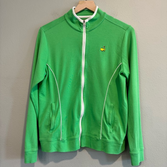 Magnolia Lane Collection Masters Green and White Full Zip Jacket Pima Cotton M - Picture 1 of 6